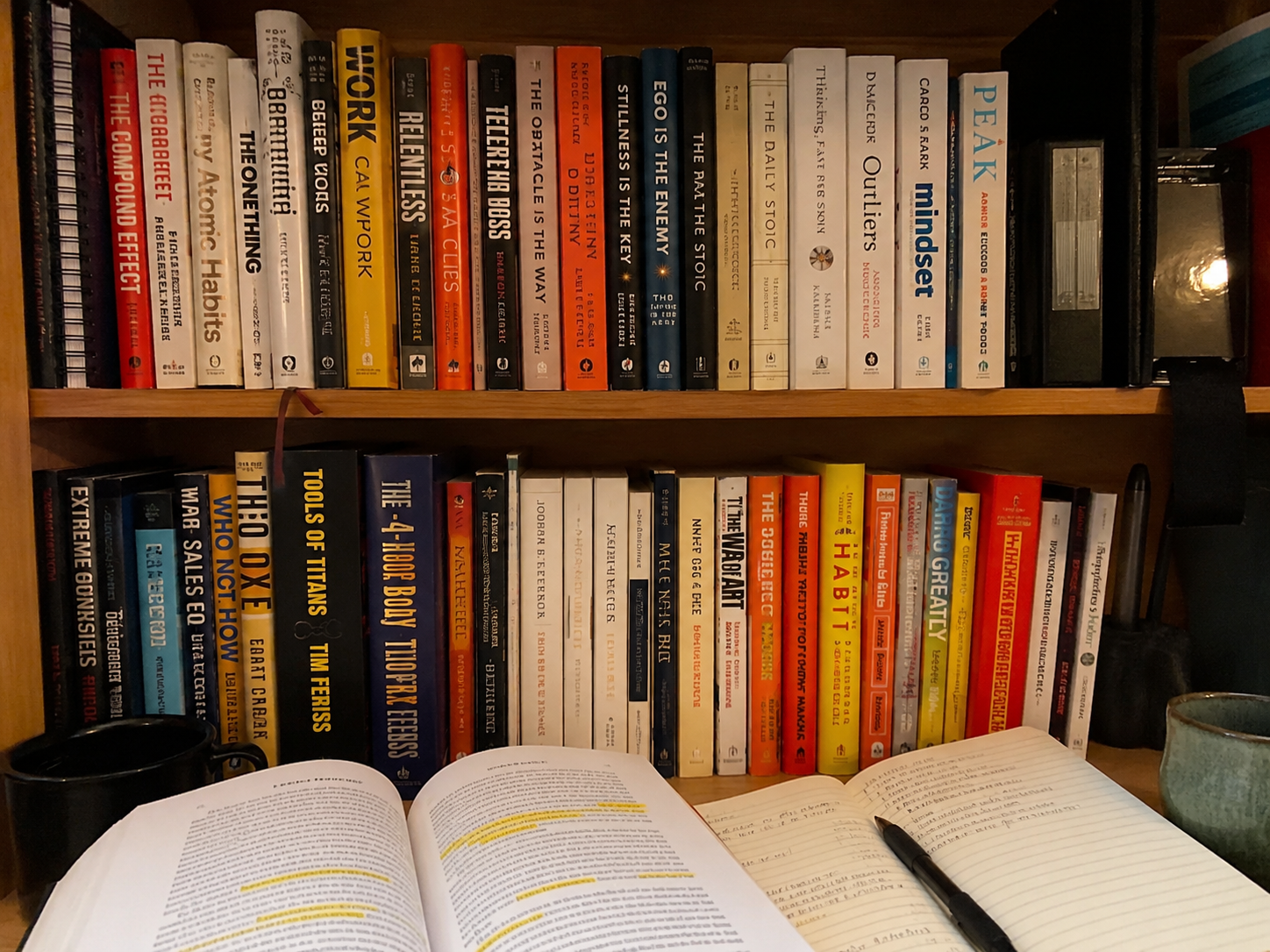 Temporary example of a personal book collection used for long-term study