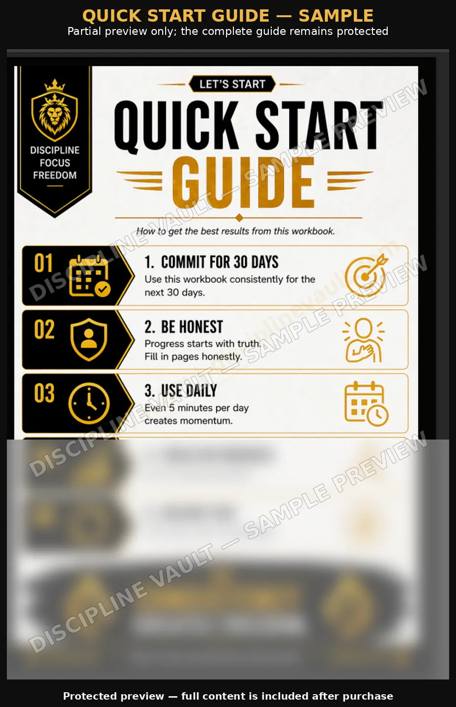 Watermarked partial preview of the Freedom Reset Toolkit Quick Start Guide