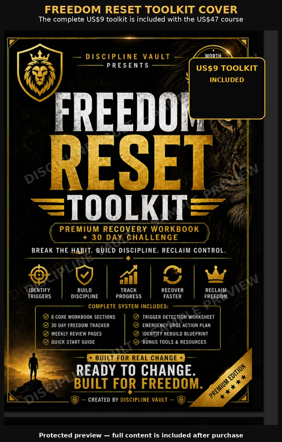 Protected preview of the Freedom Reset Toolkit cover included with the Complete System